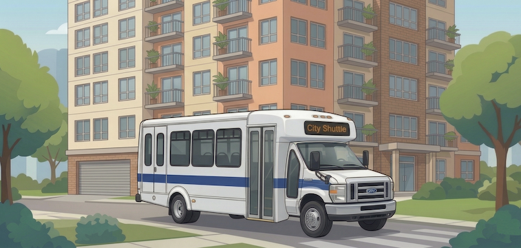 Bus in a residential neighborhood