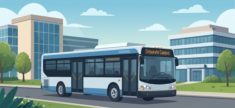 Bus at a corporate campus
