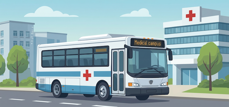 Bus near a medical center